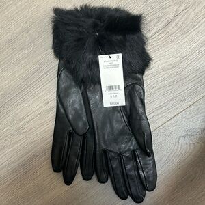 Black leather gloves